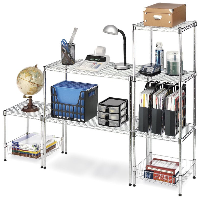 Whitmor 2-Wire Shelving Unit, Metal Storage Shelves, Stacking Shelf with Basket, Easy Assembly Home Organizer for Pantry, Kitchen, Garage, Plant - Image 4
